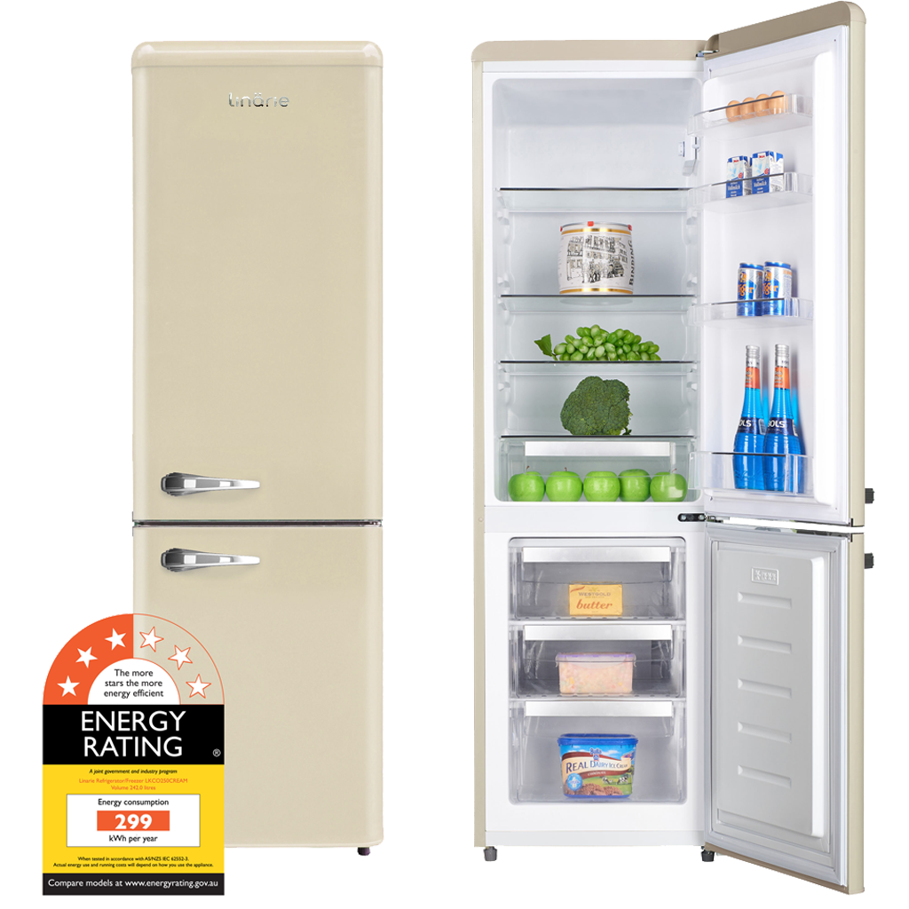 Annecy 242L Cream Retro Bottom Mount Fridge LKCO250CREAM