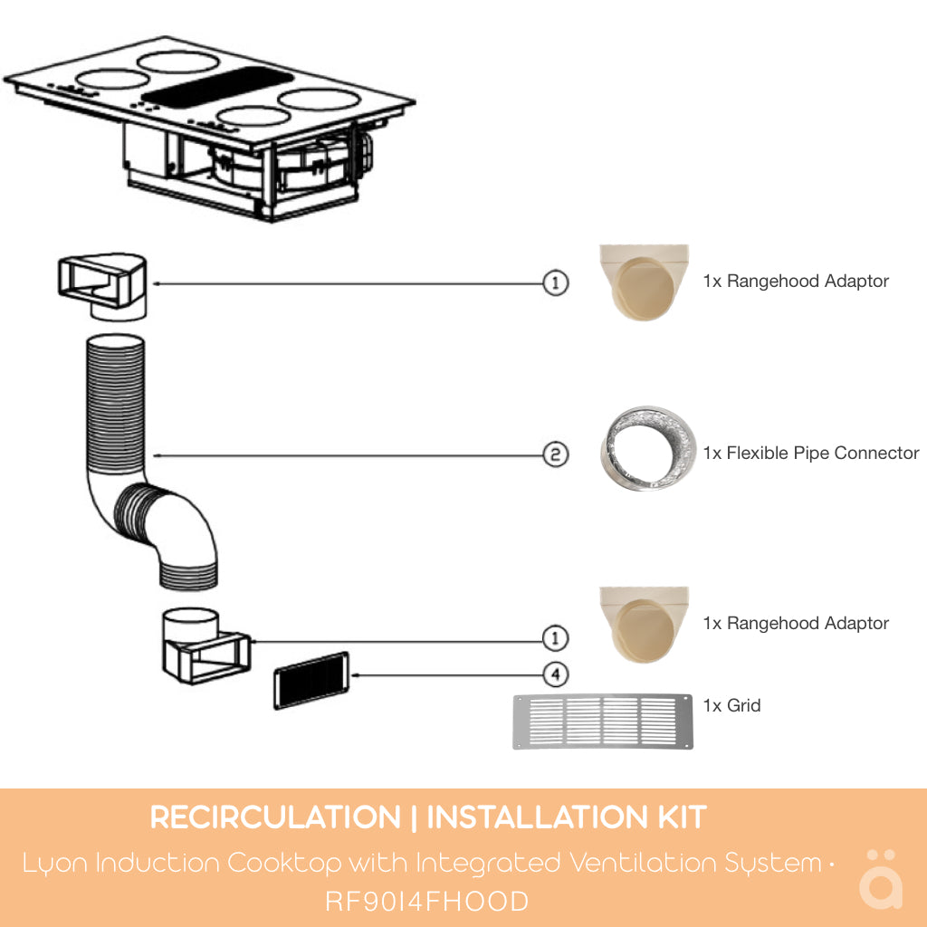 Lyon 80cm Induction Cooktop with Integrated Ventilation System RF90I4FHOOD