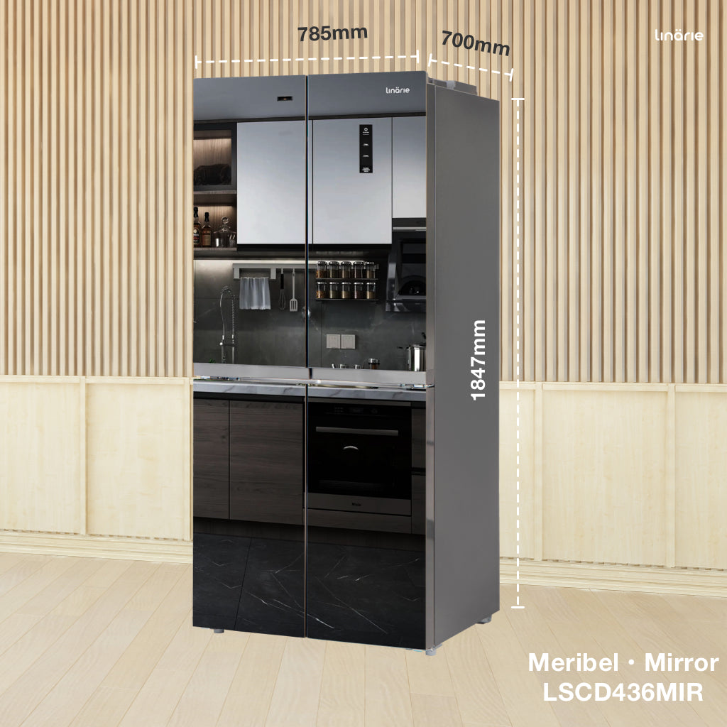 Linarie | Meribel 445L French Mirror Door Fridge/Freezer No Frost LSCD436MIR