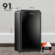 Tignes 91L Black Retro Mini Fridge with Built-In Freezer Compartment LK90TTBLACK Pre-order for NSW-VIC-QLD-WA