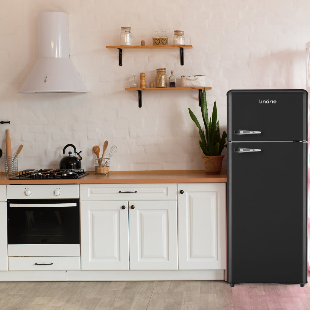 Valloire 209L Black Retro Top Mount Fridge LK200DDBLACK