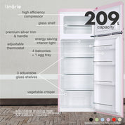 Valloire 209L Pink Retro Top Mount Fridge LK200DDPINK