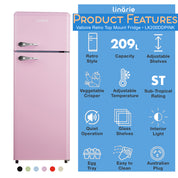 Valloire 209L Pink Retro Top Mount Fridge LK200DDPINK