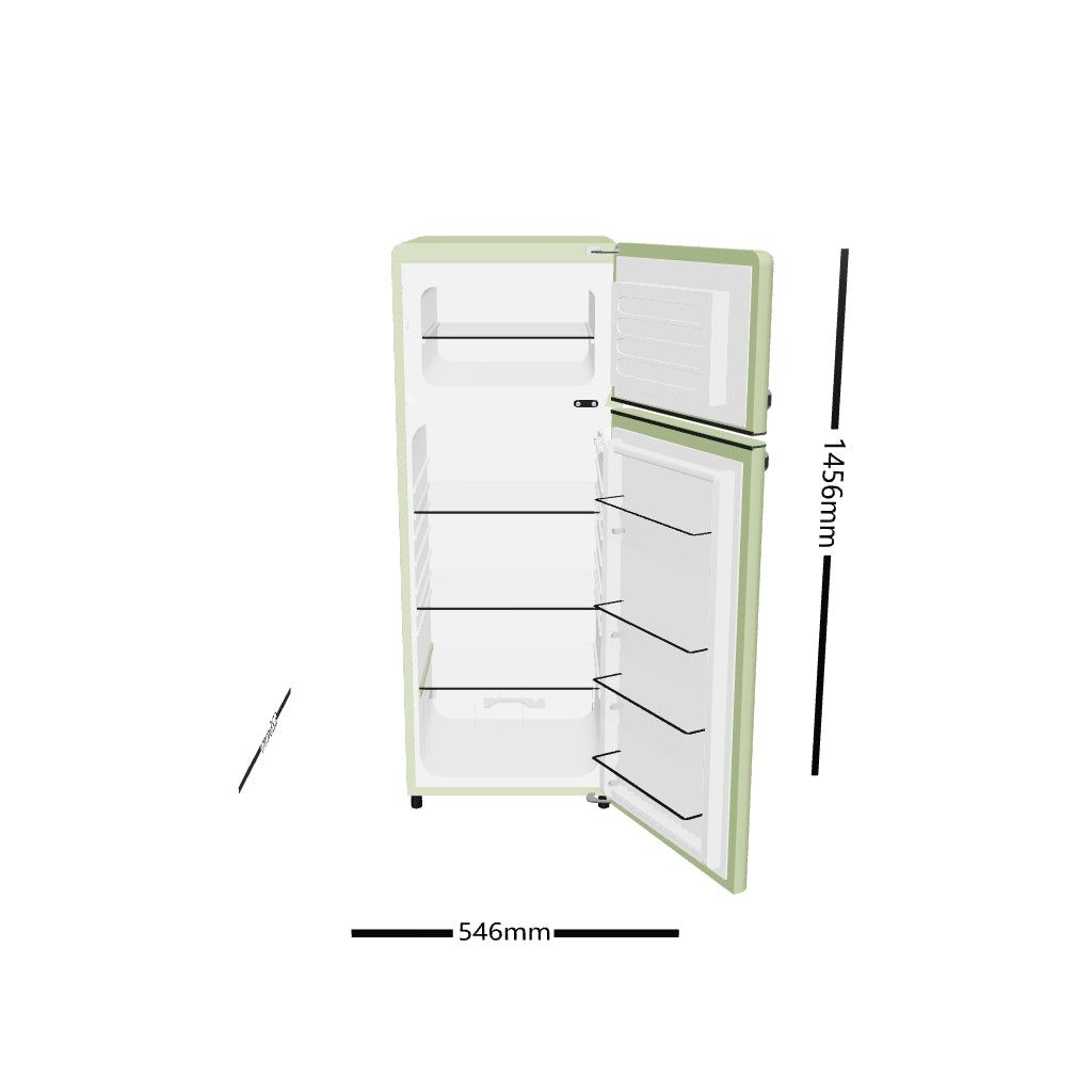 Valloire 209L Green Retro Top Mount Fridge LK200DDGREEN