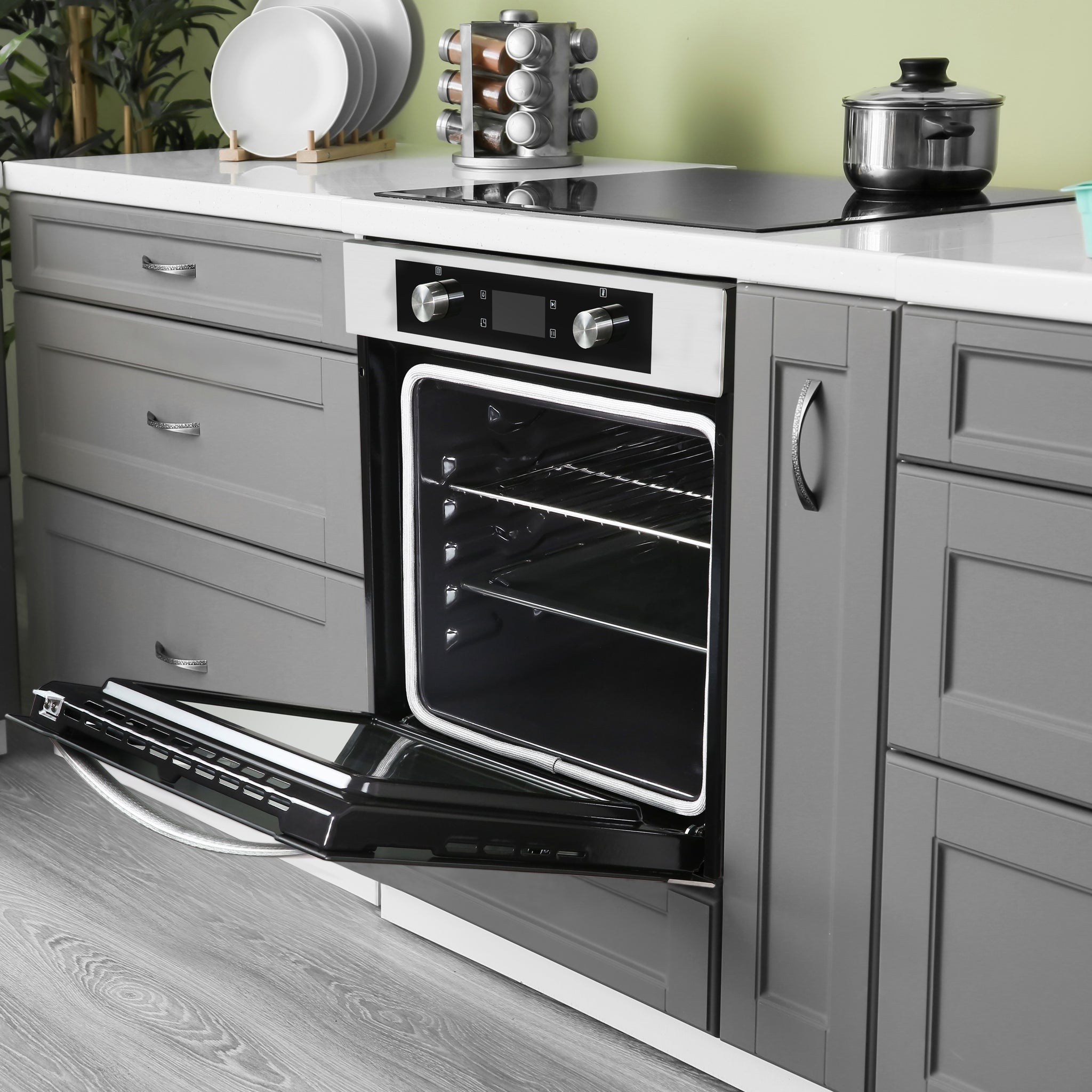 70L Electric Built in Oven 60cm Self Cleaning Pyrolytic Oven