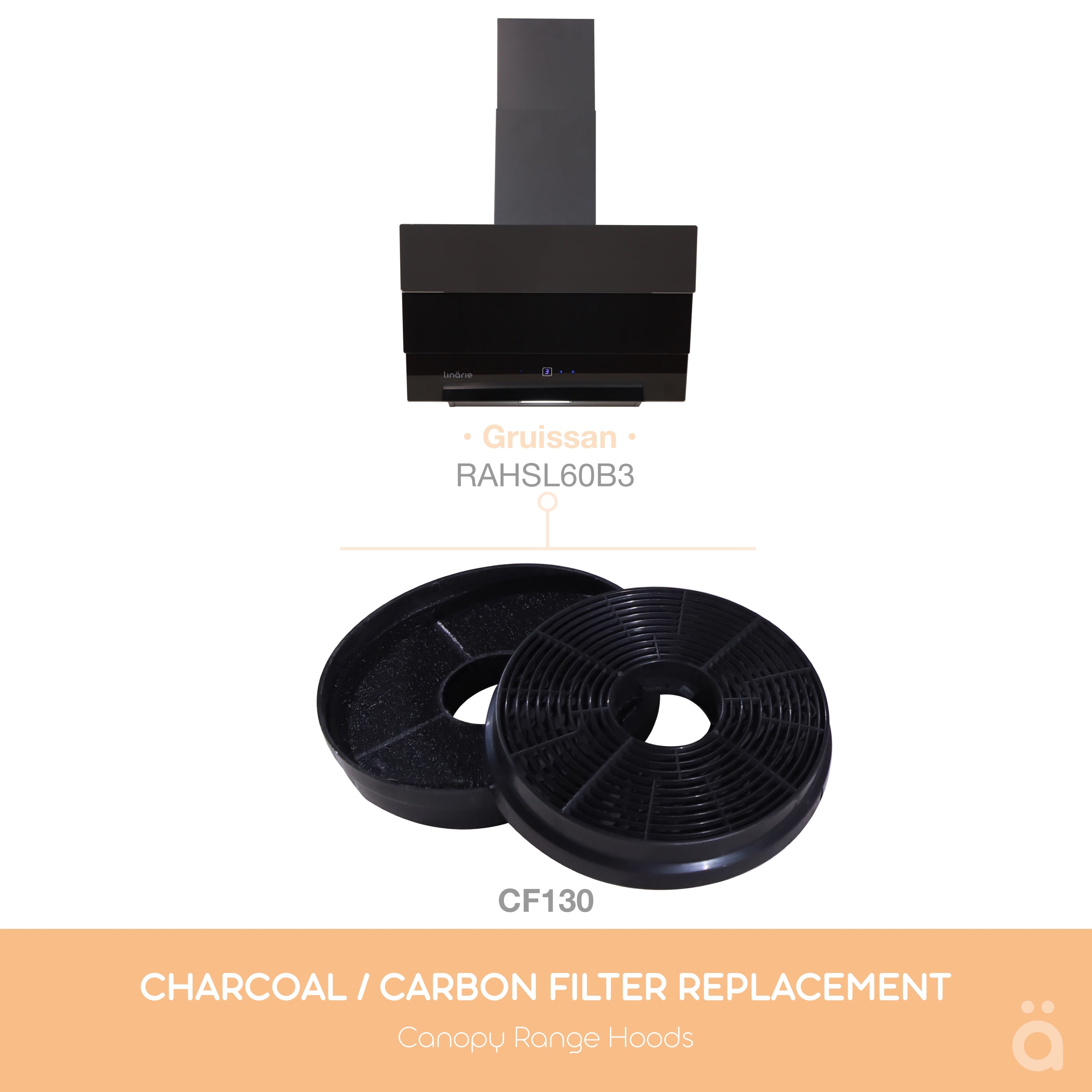 Filtri Al Carbone Per Cappa LOGIK CF130 – Pacco Da 2, Per L60CHDG14 E L60CHDX13