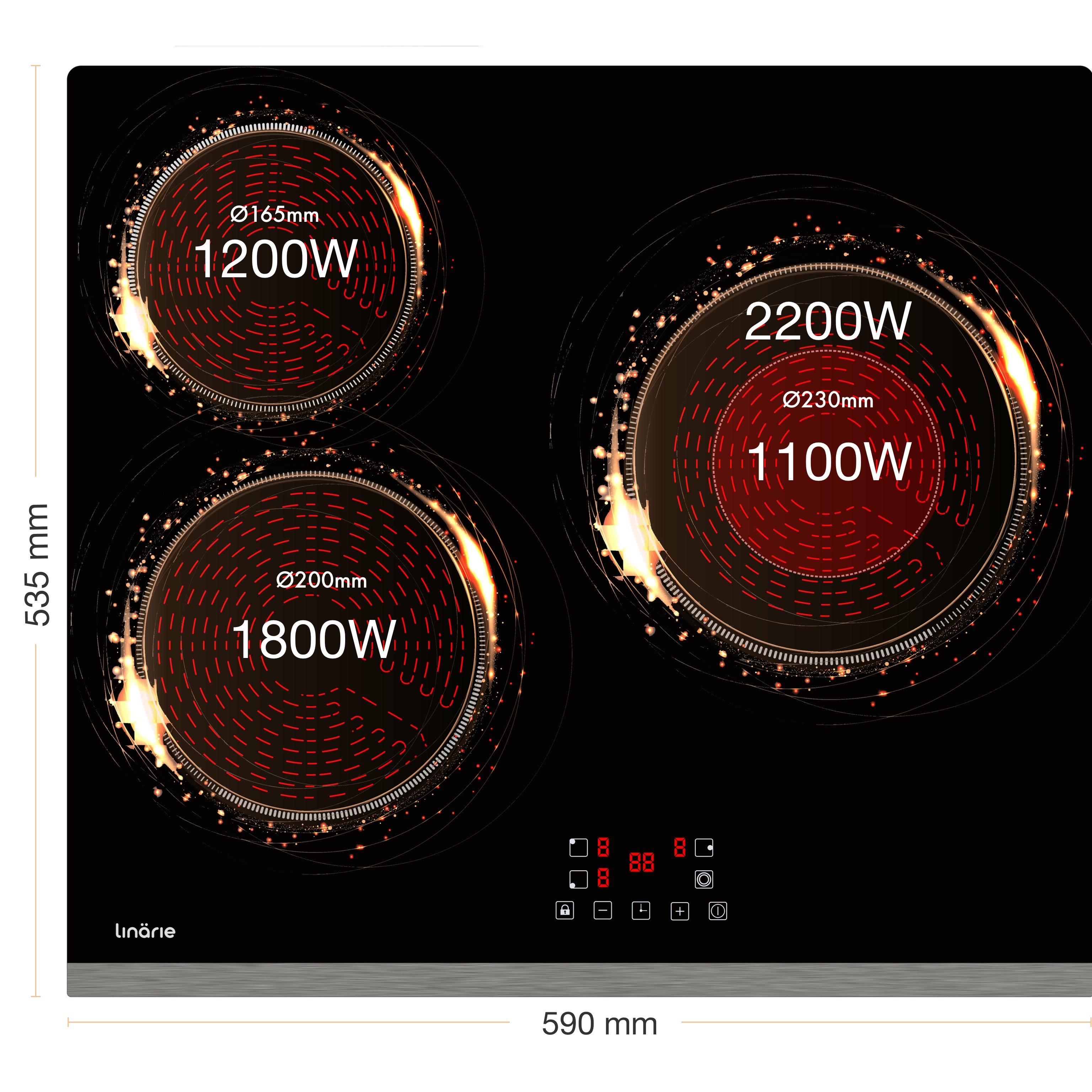 3 Zone Ceramic Cooktop