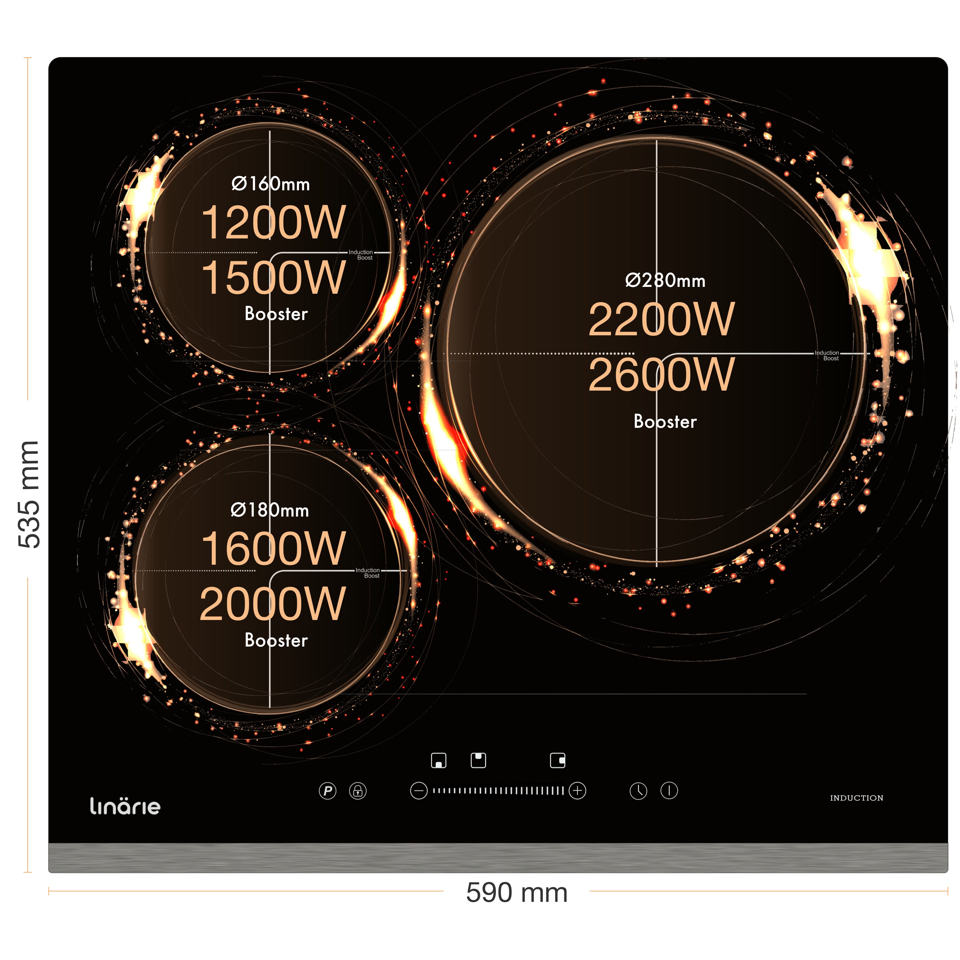 3 Zone Induction Cooktop