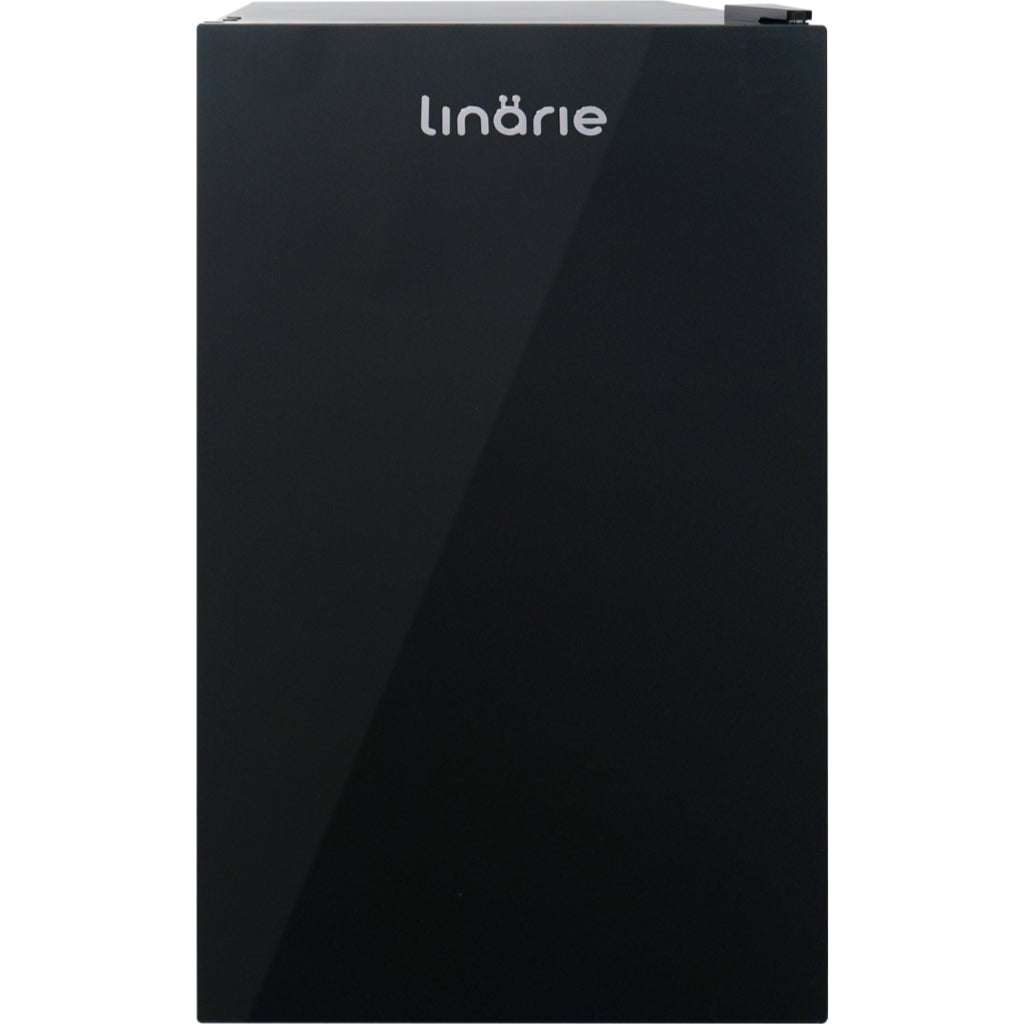 Linarie | Huez 91L Black Glass Mini Fridge with Built-in Freezer Compartment LK90TTBG